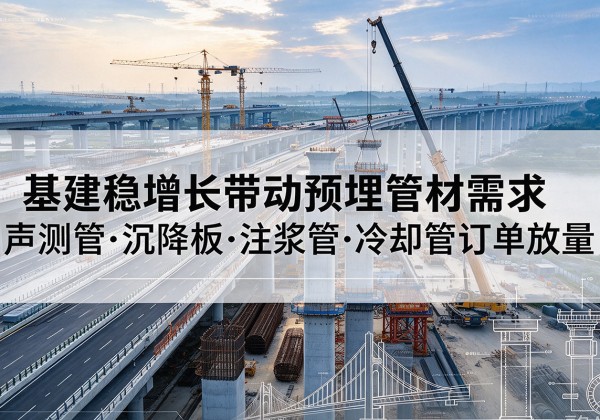 唐山基建稳增长带动预埋监测管材需求，声测管、沉降板、注浆管订单持续放量